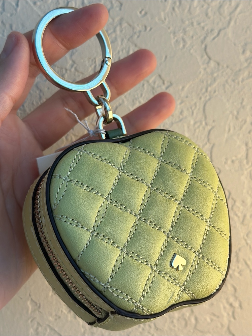 Kate Spade Quilted Green Apple Keychain Coin Purse - Picture 4 of 10